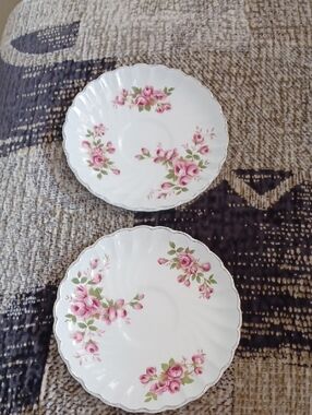 4/$30 Classic Pink Rose Porcelain Saucers - Set Of 2